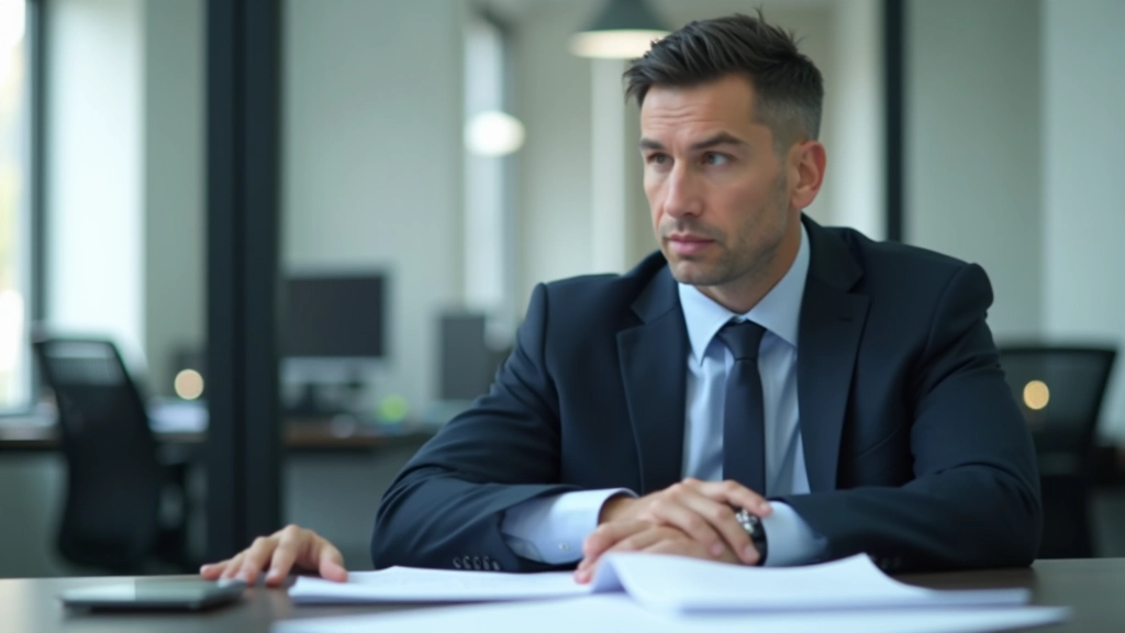 Compliance officer reviewing regulatory documents with focus and attention to detail at desk