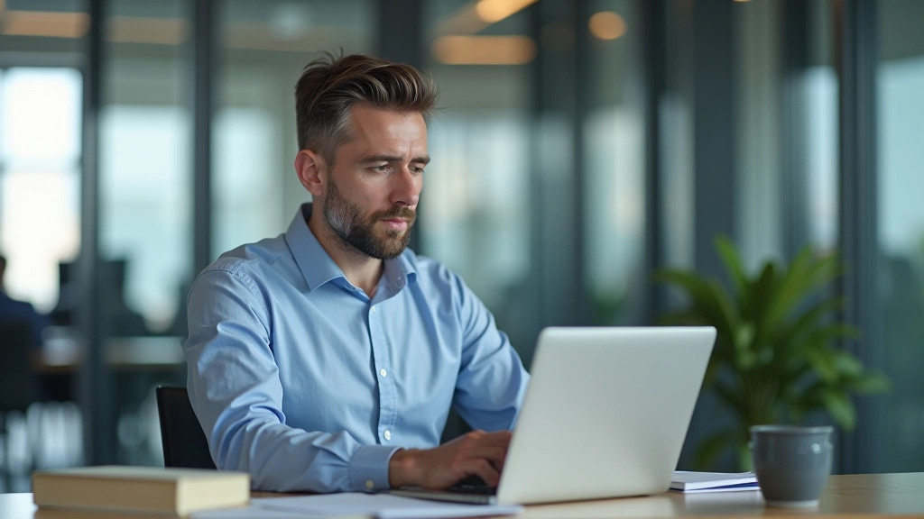 Person troubleshooting technical issues at computer with focus and determination
